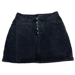 John Galt Denim Jean Skirt Black Small Button Fly‎ Mini Juniors Hipster Rocker S